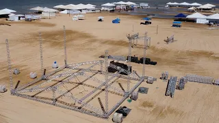 Montagem do palco para abertura do Veraneio Fest Verão 2022 Praia das Gaivotas Conceição do Araguaia