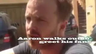 Aaron Paul Greets Tourists Outside his home!