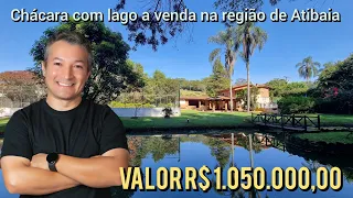 chácara com lago a venda na região de Atibaia, 3 mil m²  5 dormitórios, campo, pomar #chácara #lago