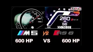 2020 Audi RS6 600 HP vs 2018 BMW M5 600 HP Acceleration Sound 0- 300 km/h