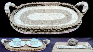 How to Make Serving Tray With Jute Rope at Home |  Amazing Serving Tray  Design | Home Decoration |