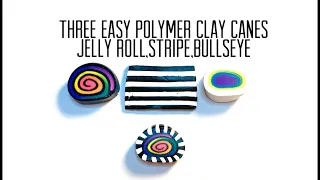 Three easy polymer clay canes. Jelly roll,stripe,bullseye.  Music: Wander Musician: @iksonofficial