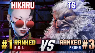 SF6 ▰ HIKARU (#1 Ranked A.K.I.) vs TS (#3 Ranked Akuma) ▰ High Level Gameplay
