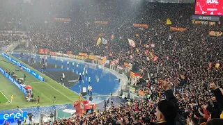 10/2/24 Roma Inter: pareggio di Mancini, esulta De Rossi in panchina insieme a tutti lo stadio