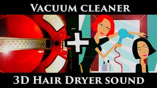 ★ 2 hours Vacuum Cleaner sound + 3D Hair Dryer Sound ★ Find sleep, relax, Soothe a baby
