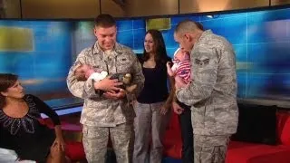 Watch: Soldiers meet their newborn babies