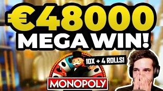 MONOPOLY LIVE - €48000 LIVE CASINO BIG WIN (10X + 4 ROLLS)