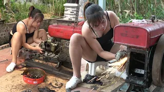 Genius Girl. Repair Complete Restoration of Diesel Engines Severely Damaged