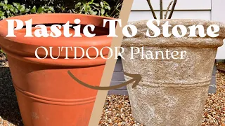 DIY STONE LOOK OUTDOOR PLANTERS || Rustic Decor on a budget