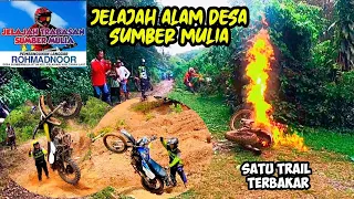 satu trail terbakar saat trabas acara baksos desa sumber mulia , jalur full bahagia