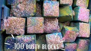 100 Dusty Reformed GC Blocks • ⭐️ Celebrating 10k Subscribers ⭐️ • Satisfying Powdery Crumble • ASMR
