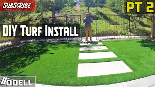 DIY How to Lay Artificial Turf with Concrete Pavers! Part 2