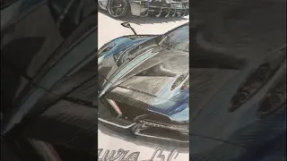 Drawing Pagani Huayra BC by Andrii Iakivchuk, pencils and markers