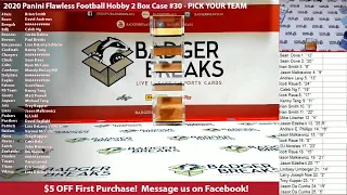 2020 Panini Flawless Football Hobby 2 Box Case #30 - PICK YOUR TEAM