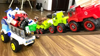 Dump Truck Marble Run Race ASMR withBouncy Balls, Racing Cars in Water Slide lSatisfying Video