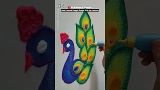 New Peacock Rangoli: Colour Kolam |Janmashtami Special |Satisfying video |Simple |Easy |Rangoli