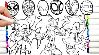 Sonic Team Coloring Pages Sonic The Hedgehog  Teils , Shadow ,Amy Rose, Knuckles draw drawing 5