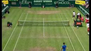 Djokovic saves a match point with a dropshot!