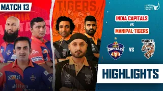 India Capitals Vs Manipal Tigers | Highlights | Legends League Cricket 2023 | Harbhajan  vs Gambhir