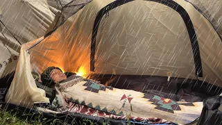 Coziest SOLO RAIN CAMPING in a Misty Forest-Relaxing in Tent, ASMR Camping