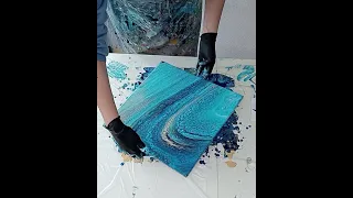 NEW Amazing Acrylic Pour Swipe. Blue & Turquise colors. #fluidart #pouring #fluidpainting #poringart