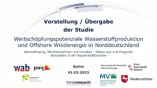 Wertschöpfungspotenziale Wasserstoff aus Windenergie Offshore in Norddeutschland