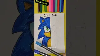 Drawing Sonic in ✨1 hour vs. 10 hour✨ Pt.2 #sonic #fnf #fun #supersonic #drawing #howtodraw #shorts