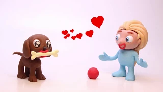 DibusYmas Puppy ball 💕Superhero Play Doh Stop motion cartoons