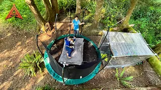 24 Hour Trampoline Fort “Survival” in the Woods