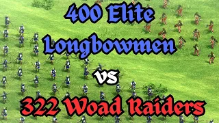 Can 400 Elite Longbowmen survive against 322 Woad Raiders? | Age of Empires 2