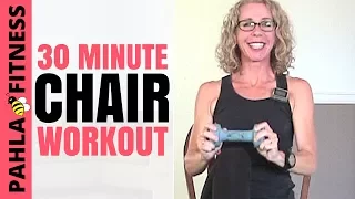 30 Minute SEATED Workout | Full Body CHAIR Cardio + Strength with DUMBBELLS