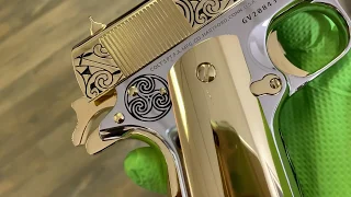 COLT 1911 Government CELTIC Engraved Design, 45 ACP, 24K GOLD