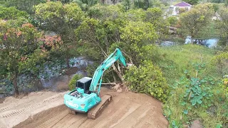 WOW!! Incredible Excavator Push Clearing Land Excavator Pushing Coconut Tree And Mango Tree