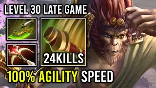 100% Full Agility Max Attack Speed LEVEL 30 Late Game Carry Monkey King 9 Item Slotted Imba Dota 2