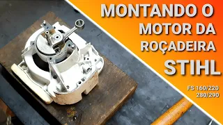 1️⃣[PARTE 1] Como montar o motor da rocadeira STIHL FS 160/220/280/290 FR 220 Virabrequim/Rolamento