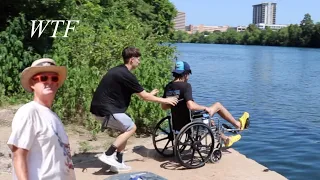 Pushing a Crippled Person in to Water