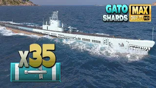 Submarine Gato: Good ASIA player on map Shards - World of Warships