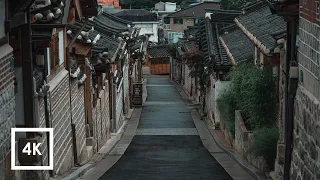 Walking in the Rain, Bukchon Hanok Village, Seoul, Korea, (Binaural Rain and Thunder Sounds) 4k