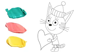 Let's paint and color the cartoon characters tri kota. For kids toddlers. Art and learn.