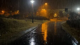 Overcoming insomnia within 5 minutes with heavy rain in the park,rain sound ASMR lullaby white noise