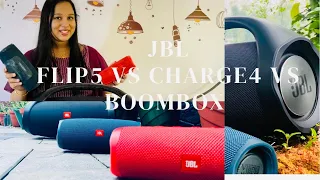 JBL BLUETOOTH SPEAKERS REVIEW VDO|FLIP 5|CHARGE 4| BOOMBOX🔥|MALAYALAM REVIEW|WITH SOUND &WATER TEST