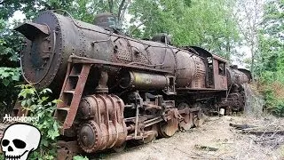 Abandoned trains. Old abandoned steam engine trains in USA. Abandoned steam locomotives