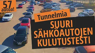 164. Tunnelmia sähköautojen SUURESTA kulutustestistä! Mukana 57 sähköautoa ja 92 sähköautoilijaa!