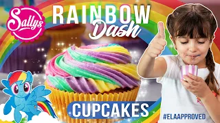 Rainbow Dash Cupcakes mit Ela / Regenbogen Muffins für Kinder / Sallys Welt
