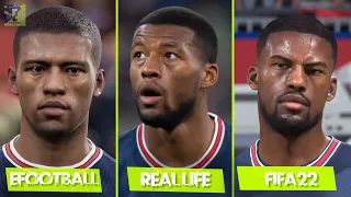 Real Life vs FIFA22 vs EFOOTBALL 2022 | PSG Players Face Comparison.