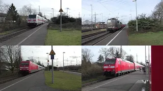 Bahnverkehr in Marl-Sinsen mit Br 151, Br 146 + Dostos, DB FLIRT 3, Intercitys und Spitzke DE18