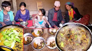 dharme family cooking buff dry meat & sparrow gourd mix curry ||