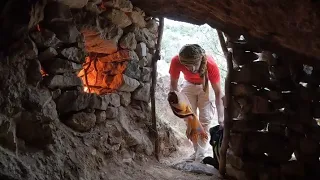 Construction of a safe mountain camp in 2 working days#shelter #stone hut #cave