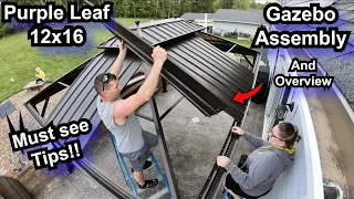 Purple Leaf 12x16 Hardtop Patio Gazebo Assembly and Overview ~ This outdoor gazebo is awesome!
