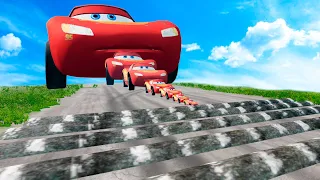 Big & Small Monster Truck Lightning Mcqueen vs Big & Small speed bump ROAD OF DEATH in BeamNG Drive